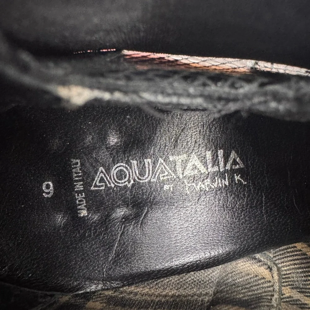 AQUATALIA Ankle Boots Snakeskin Print Made in Italy Pointed Toe‎ Size 9